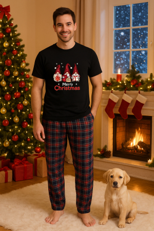 Pijamale barbati - Set pijamale barbati bumbac Colectia Christmas, sarbatori de Craciun