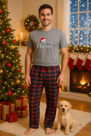 Pijamale barbati - Set pijamale barbati bumbac Colectia Christmas, sarbatori de Craciun