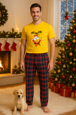 Pijamale barbati - Set pijamale barbati bumbac Colectia Christmas, sarbatori de Craciun