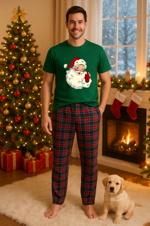 Pijamale barbati - Set pijamale barbati bumbac Colectia Christmas, sarbatori de Craciun