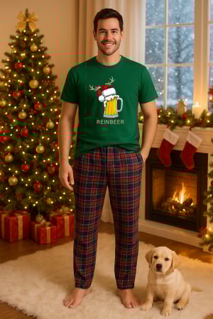 Pijamale barbati - Set pijamale barbati bumbac Colectia Christmas, sarbatori de Craciun