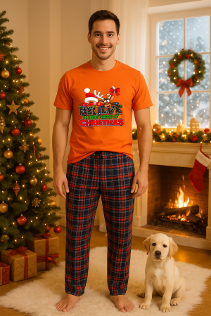 Pijamale barbati - Set pijamale barbati bumbac Colectia Christmas, sarbatori de Craciun