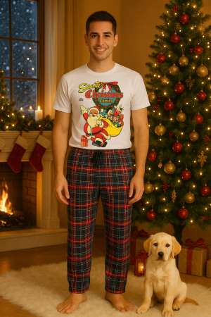 Pijamale barbati - Set pijamale barbati bumbac Colectia Christmas, sarbatori de Craciun