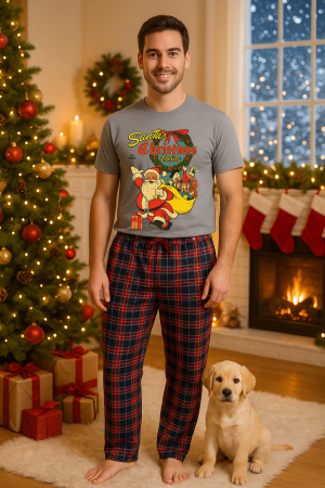 Pijamale barbati - Set pijamale barbati bumbac Colectia Christmas, sarbatori de Craciun