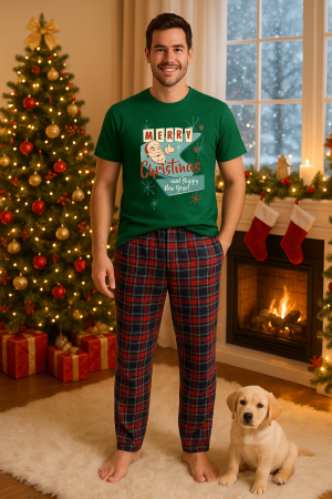 Pijamale barbati - Set pijamale barbati bumbac Colectia Christmas, sarbatori de Craciun