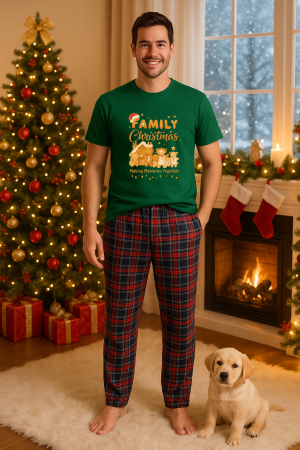 Pijamale barbati - Set pijamale barbati bumbac Colectia Christmas, sarbatori de Craciun