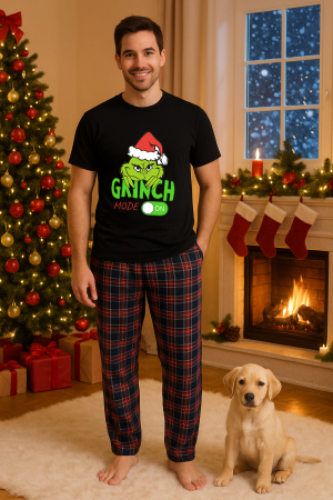 Pijamale barbati - Set pijamale barbati bumbac Colectia Grinch Christmas, sarbatori de Craciun