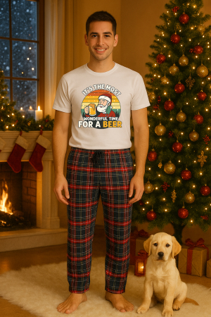 Pijamale barbati - Set pijamale barbati bumbac Colectia Christmas, sarbatori de Craciun