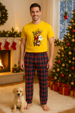 Pijamale barbati - Set pijamale barbati bumbac Colectia Christmas, sarbatori de Craciun