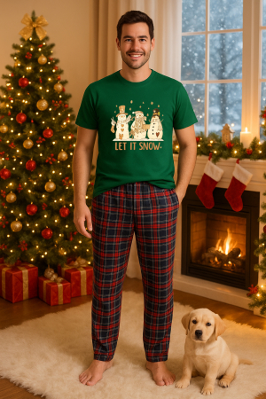 Pijamale barbati - Set pijamale barbati bumbac Colectia Christmas, sarbatori de Craciun