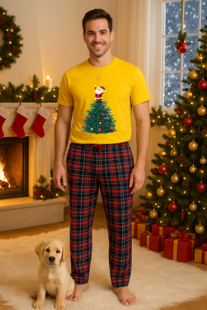 Pijamale barbati - Set pijamale barbati bumbac Colectia Christmas, sarbatori de Craciun