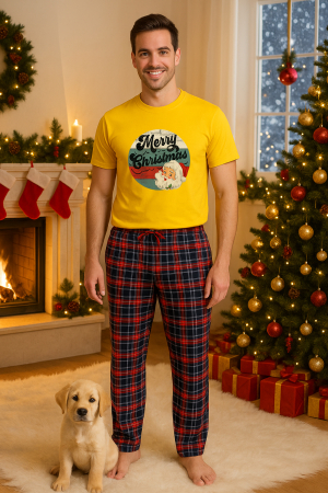 Pijamale barbati - Set pijamale barbati bumbac Colectia Christmas, sarbatori de Craciun