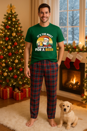 Pijamale barbati - Set pijamale barbati bumbac Colectia Christmas, sarbatori de Craciun