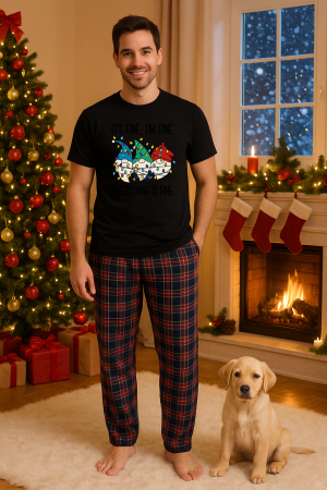 Pijamale barbati - Set pijamale barbati bumbac Colectia Christmas, sarbatori de Craciun