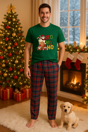 Pijamale barbati - Set pijamale barbati bumbac Colectia Christmas, sarbatori de Craciun