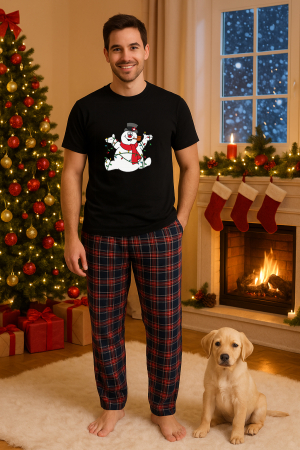 Pijamale barbati - Set pijamale barbati bumbac Colectia Christmas, sarbatori de Craciun