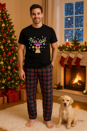 Pijamale barbati - Set pijamale barbati bumbac Colectia Christmas, sarbatori de Craciun