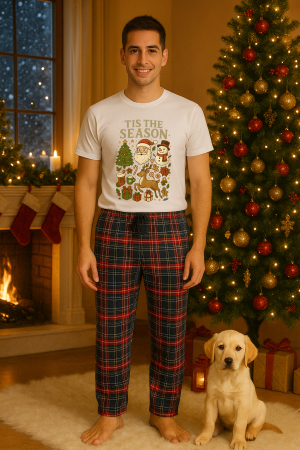 Pijamale barbati - Set pijamale barbati bumbac Colectia Christmas, sarbatori de Craciun