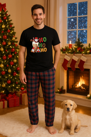 Pijamale barbati - Set pijamale barbati bumbac Colectia Christmas, sarbatori de Craciun