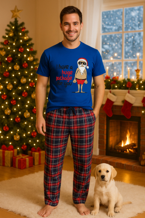 Pijamale barbati - Set pijamale barbati bumbac Colectia Christmas, sarbatori de Craciun