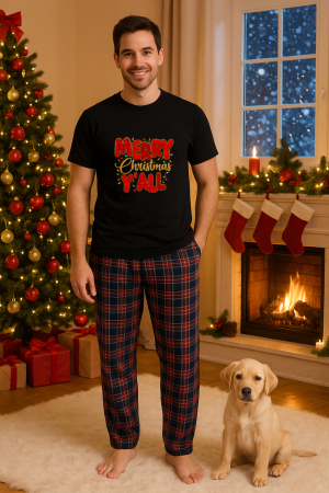 Pijamale barbati - Set pijamale barbati bumbac Colectia Christmas, sarbatori de Craciun