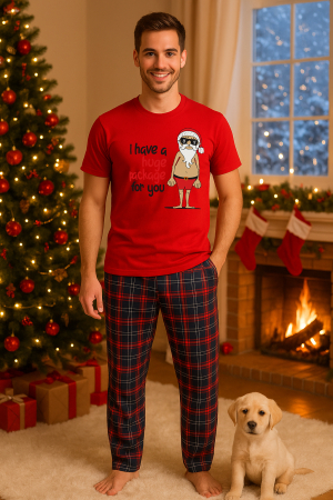 Pijamale barbati - Set pijamale barbati bumbac Colectia Christmas, sarbatori de Craciun