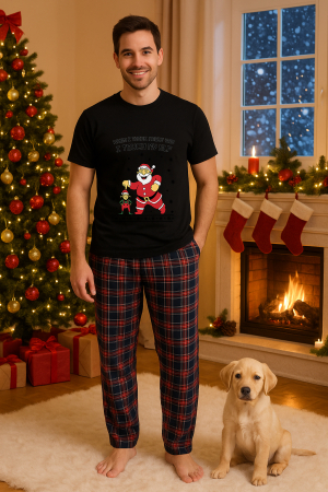 Pijamale barbati - Set pijamale barbati bumbac Colectia Christmas, sarbatori de Craciun