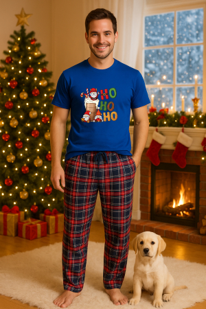 Pijamale barbati - Set pijamale barbati bumbac Colectia Christmas, sarbatori de Craciun