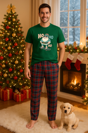 Pijamale barbati - Set pijamale barbati bumbac Colectia Christmas, sarbatori de Craciun