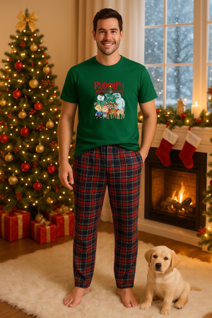 Pijamale barbati - Set pijamale barbati bumbac Colectia Christmas, sarbatori de Craciun