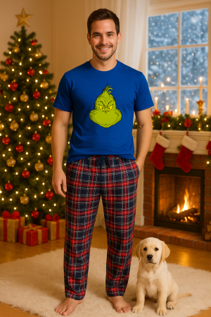 Pijamale barbati - Set pijamale barbati bumbac Colectia Grinch Christmas, sarbatori de Craciun