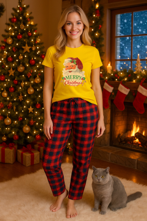 Pijamale femei - Set pijamale femei bumbac Colectia Grinch Christmas, sarbatori de Craciun