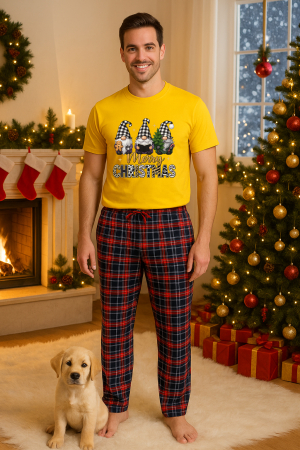 Pijamale barbati - Set pijamale barbati bumbac Colectia Christmas, sarbatori de Craciun