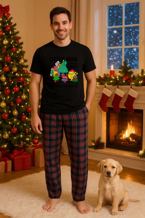 Pijamale barbati - Set pijamale barbati bumbac Colectia Christmas, sarbatori de Craciun