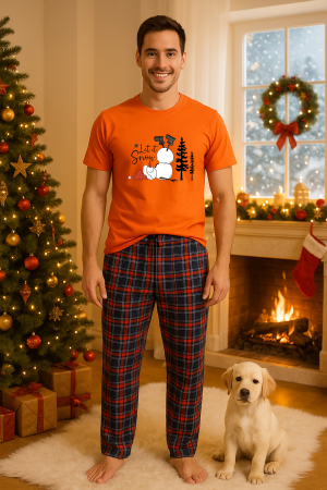 Pijamale barbati - Set pijamale barbati bumbac Colectia Christmas, sarbatori de Craciun