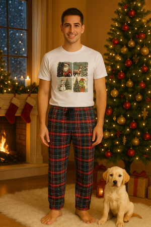 Pijamale barbati - Set pijamale barbati bumbac Colectia Christmas, sarbatori de Craciun