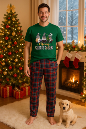 Pijamale barbati - Set pijamale barbati bumbac Colectia Christmas, sarbatori de Craciun