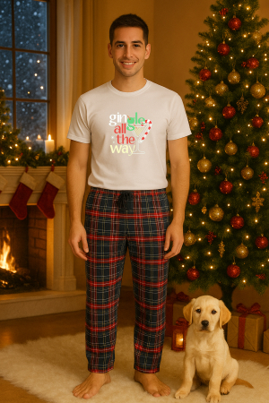 Pijamale barbati - Set pijamale barbati bumbac Colectia Christmas, sarbatori de Craciun