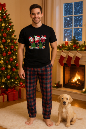 Pijamale barbati - Set pijamale barbati bumbac Colectia Christmas, sarbatori de Craciun