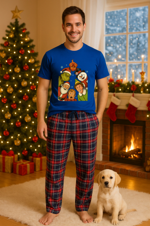 Pijamale barbati - Set pijamale barbati bumbac Colectia Christmas, sarbatori de Craciun