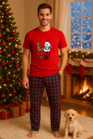 Pijamale barbati - Set pijamale barbati bumbac Colectia Christmas, sarbatori de Craciun