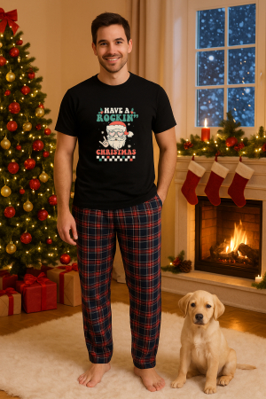 Pijamale barbati - Set pijamale barbati bumbac Colectia Christmas, sarbatori de Craciun