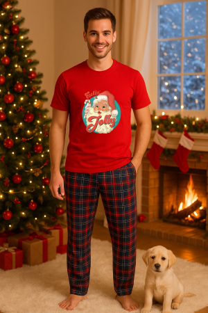 Pijamale barbati - Set pijamale barbati bumbac Colectia Christmas, sarbatori de Craciun