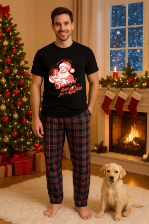 Pijamale barbati - Set pijamale barbati bumbac Colectia Christmas, sarbatori de Craciun