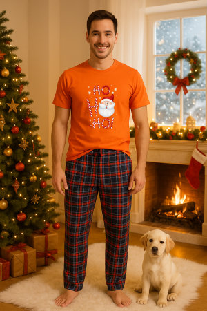 Pijamale barbati - Set pijamale barbati bumbac Colectia Christmas, sarbatori de Craciun