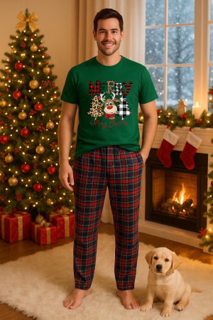 Pijamale barbati - Set pijamale barbati bumbac Colectia Christmas, sarbatori de Craciun