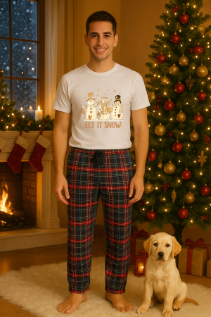 Pijamale barbati - Set pijamale barbati bumbac Colectia Christmas, sarbatori de Craciun