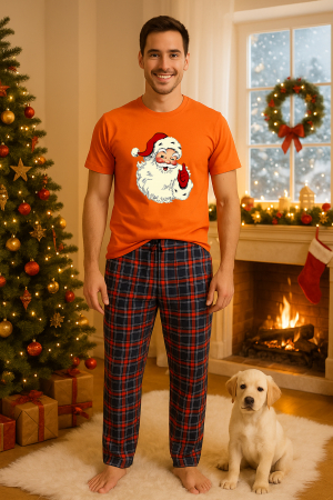 Pijamale barbati - Set pijamale barbati bumbac Colectia Christmas, sarbatori de Craciun