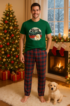 Pijamale barbati - Set pijamale barbati bumbac Colectia Christmas, sarbatori de Craciun