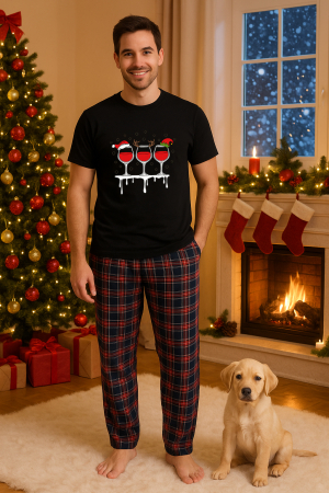 Pijamale barbati - Set pijamale barbati bumbac Colectia Christmas, sarbatori de Craciun